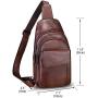 Genuine Leather Sling Bag Crossbody Motorcycle Bag Handmade Chest Bag Hiking Daypack Retro Shoulder Backpack (Coffee)