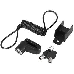 Motoforti Universal Mountain Bike Motorcycle Disc Brake Lock Anti-Theft Wheel Lock Black with Black Rope Set