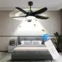 KAPOEFAN 46 Black Ceiling Fan with Lights and Remote, Flush Mount Ceiling Fan with Lights, Modern Ceiling Fan with Noiseless Reversible DC Motor - Adjustable Color Temperature - 6 Speeds -Timing Function for Indoor and Outdoor