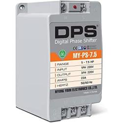 Single Phase to 3 Phase Converter, My-PS-7.5 Model, Suitable for 5HP(3.7Kw) 15 Amp 200-240V 3 Phase Motor, DPS Must Be Used for One Motor Only, Input/Output 200V-240V, Digital Type