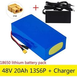 TGHY 48V 20Ah E-Bike Lithium Battery 20000mAh Rechargeable Lithium-ion Battery for Replace Lead-Acid Battery for 1200W Motor for Electric Scooter Electric Motorcycle with BMS and Charger