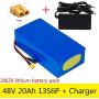 TGHY 48V 20Ah E-Bike Lithium Battery 20000mAh Rechargeable Lithium-ion Battery for Replace Lead-Acid Battery for 1200W Motor for Electric Scooter Electric Motorcycle with BMS and Charger