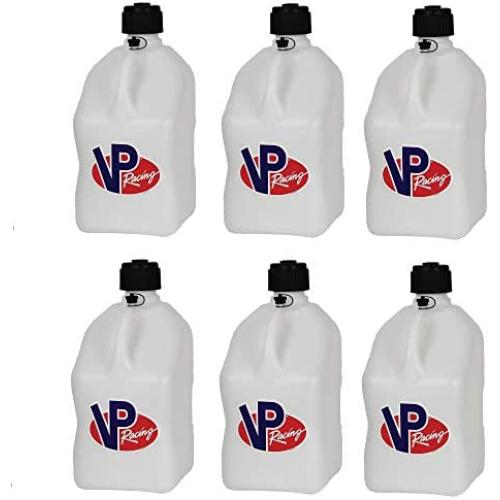 VP Racing Fuels 5 Gallon Square Motorsport Racing Liquid Container Utility Jug White (6 Pack)