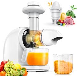 Slow Masticating Juicer Machine, Cold Press Juicer Extractor 95% Juice Yield, Celery Juicer Machines with Ceramic Auger, Quiet Motor, Reverse Function, 100% Original Vegetable and Fruit Juice, Sorbet