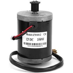 Keenso E-Scooter Brushed Motor, 12V 100W High Speed Brush Motor with 384 Pulley Belt Electric Motor for Electric Scooter Electric Bicycle Modification Accessories