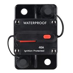 40 Amp Waterproof Circuit Breaker,with Manual Reset,12V-48V DC,for Car Marine Trolling Motors Boat ATV Manual Power Protect for Audio System Fuse