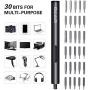 EFFTO Mini Electric Precision Screwdriver Set, 350mAh Lithium Battery Rechargeable Power Screwdriver, with 30 Bits and 3 LED Work Lights, Phone Watch Repair Tool Kit Electronic Screwdriver Set