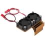 Evonecy 5V - 6V RC Motor Fan Radiator, 1.8 X 1.6 X 2.4Inch Cooling Fan, 540/550 for RC Car Truck 1/10 Scale Electric RC Car(Golden)
