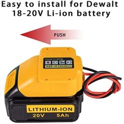 Battery Adapter for Dewalt 20V Battery 18V Dock Power Connector 14 Gauge Robotics Good Power Convertor for DIY Ride On Truck, RC Toys and Work Lights Replacement for DCB205 DCB205-2 DCB204
