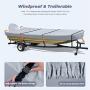 RVMasking Heavy Duty 600D Jon Boat Cover Upgraded Triple Waterproof Tear-Resistant Polyester Jon Boat Cover with Motor Cover, Fits 14ft Long and Beam Width up to 70inch, Gray
