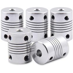 Saiper Flexible Couplings 5mm to 6mm (5pcs) Aluminum Alloy Joint Connector Compatible with NEMA 17 Stepper Motors, RepRap 3D Printer or CNC Machine, 3D Printer Accessories