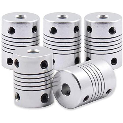 Saiper Flexible Couplings 5mm to 6mm (5pcs) Aluminum Alloy Joint Connector Compatible with NEMA 17 Stepper Motors, RepRap 3D Printer or CNC Machine, 3D Printer Accessories