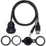 Duttek USB &3.5mm Flush Mount Cable, USB2.0 & 3.5mm Car Mount Flush Cable 3.5mm&USB2.0 AUX Extension Dash Panel Waterproof Mount Cable for Car Boat and Motorcycle 1M/3.3Feet