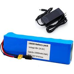 Jieoto 48V E-Bike Lithium-ion Battery 6Ah 10Ah 12Ah 18650 Electric Scooter Battery Pack with BMS + Charger Fit for 200W 250W 350W 500W 550W Electric Bicycles Motor