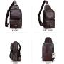 Genuine Leather Sling Bag Crossbody Motorcycle Bag Handmade Hiking Chest Daypack Retro Shoulder Backpack (Coffee)