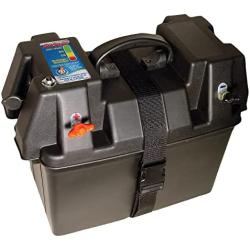 SeaSense Deluxe Power Station Battery Box - Battery Tester for Boats, Kayaks, Canoes, Pontoons & Fishing Vessels - Includes 12 Volt Accessory Socket, Fits Group 24 or 27 Size Batteries (Not Included)