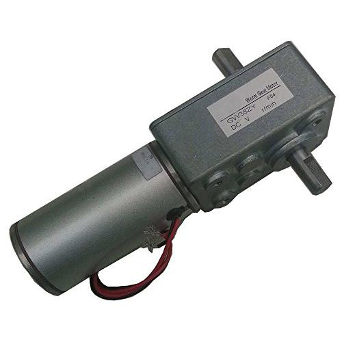 IRUI DC 12V/24V Speed Adaptable Durable Carbon Brush Turbine Worm Speed Reduction Gear Motor (24V 1.8A 40RPM 20Kg.cm, Dual shaft)