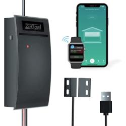 zegoal Smart Wi-Fi Garage Door Opener Remote, APP Control, Compatible with Alexa, Google Assistant, No Hub Needed with Smartphone Control (Black), wifi smart garage door opener