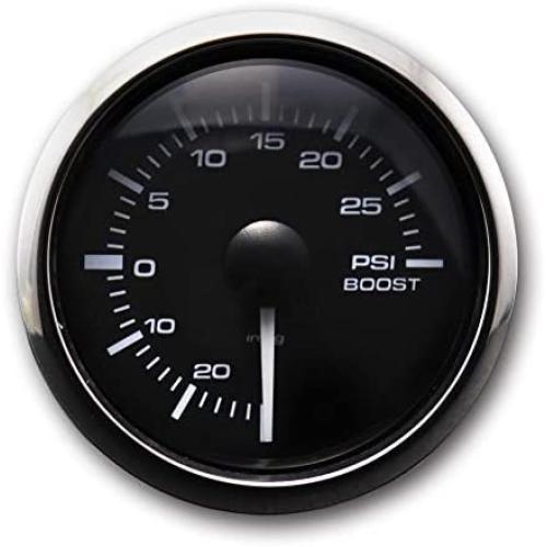 MOTOR METER RACING White Amber 30 PSI Boost/Vacuum Gauge Kit Includes Pressure Sensor Waterproof Pin-Style Install