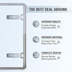 Orion Motor Tech License Plate Frames, 2pc Frame Car Accessories Set, Stainless Steel Car License Plate Frames, Universal License Plate Holders with Screws Screwdriver for Women Men, Silver
