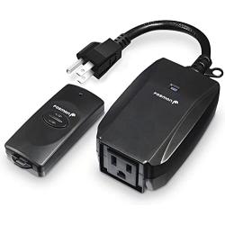 Fosmon WavePoint Wireless Remote Control Outdoor Electrical Outlet Switch Weatherproof Heavy Duty 3-Prong Plug-in ETL Listed (Battery Included) 1 Pack