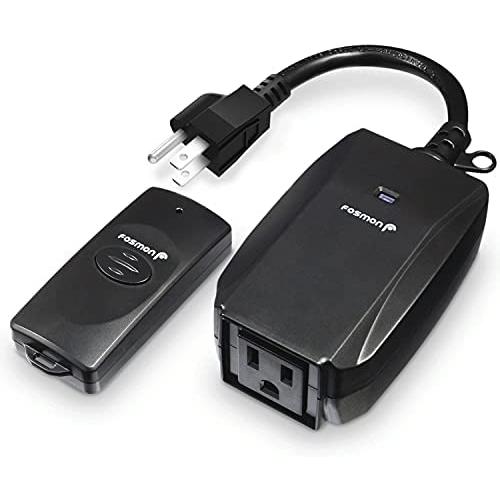 Fosmon WavePoint Wireless Remote Control Outdoor Electrical Outlet Switch Weatherproof Heavy Duty 3-Prong Plug-in ETL Listed (Battery Included) 1 Pack