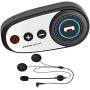 KUQIBAO，Motorcycle Helmet Bluetooth Headset, Bluetooth 5.0, Waterproof, 1200 mAh Lithium Battery, Long Life, Simple Installation Without Tools (White+Hard Wheat)