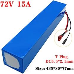 Jieoto 72V Electric Bike Lithinum-ion Battery 15Ah High Capacity Battery Pack Fit for 500W-2300W Motor with Charger + BMS for E-Bike Scooter Tricycle E-Motorcycle Moped