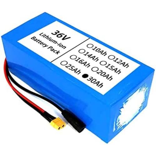 Jieoto 36V E-Bike Battery Pack 30Ah Rechargeable Battery 30000mAh 10S 6P Electric Bike Lithium Battery with 2A Charger and BMS Fit for 200W 250W 350W 500W 750W 900W 1000W Motor