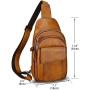Genuine Leather Sling Bag Crossbody Motorcycle Bag Handmade Chest Bag Hiking Daypack Retro Shoulder Backpack (Brown)