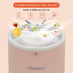 Gbasics Portable Blender USB Rechargeable, Personal Size Blender for Shakes and Smoothies, Strong Cutting Power with Type-C and 6 Blades, 14.2 Oz Mini Juicer Cup for Sports, Travel Outdoors and Kitchen