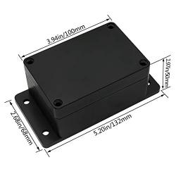 LMioEtool Junction Box Waterproof Dustproof IP65 ABS Plastic Universal Electric Project Enclosure Black with Fixed Ear 3.93