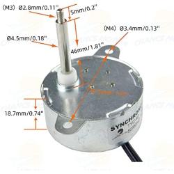 CHANCS TYC40 12V 5RPM DC 5RPM Shaft 46mm Synchronous Motor With DC Power Adapter - Input 100/240V Output DC 12V for Animated Dolls