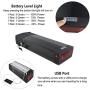Jieoto Lithium-ion Mountain Electric Bicycle Rear Carrier Battery 36V 20AH E-Bike Battery with Charger + Luggage Rack + USB, for 250W/500W/800W/1000W Motors, More Suitable for Modification.
