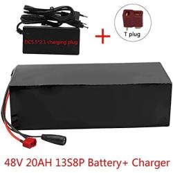Jieoto 48V 20Ah E-Bike Lithium Battery Pack 13S 8P 20000mAh Li-ion Battery with Charger Suitable for Motors Within 1200W Fit for Electric Scooter Electric Motorcycle Electric Tricycle