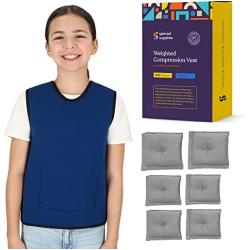 Special Supplies Weighted Sensory Compression Vest for Kids with Processing Disorders, ADHD, and Autism, Calming and Supportive with Adjustable Weight Fit (Medium 20x36 inches)