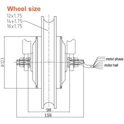L-faster 12 Inch 250W Hub Motor Front Drive Wheel with Tire Throttle Grip Brushless Controller for Electric Bike Scooter Bicycle with The tire