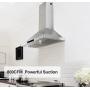 30 inch Wall Mount Range Hood 800CFM, with DC Motor, Stainless Steel Vent Hood with 6 Speeds Exhaust Fan, Convertible to Ducted and Ductless