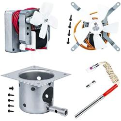 Unidanho Fire Burn Pot and Hot Rod Ignitor,Auger Motor,Grill Induction Fan Kit,Replacement Parts with Screws and Fuse for Pit Boss and Traeger Wood Pellet Grill