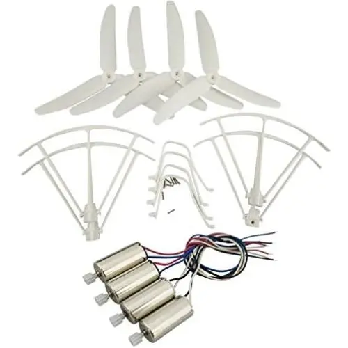 Upgraded Spare Parts Replacement for Syma X5UW X5UC RC Quadcopter Helicopter Copter Toy Motor Three-Blade 3 Blades Propellers Propeller Protectors Blades Frame Landing Skid Included Screws Set (White)