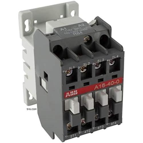 Contactor 4 Pole 600V, 120V Coil, Lighting, Motor 30A AC (N/O) ABB A16-40-00 110V, UL