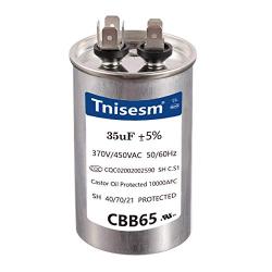 Tnisesm 35uF CBB65 Capacitor MFD 370V 450VAC Motor Running for Air Conditioner 50/60Hz for AC Motor Run or Fan Start and Cool or Heat Pump Air Conditione