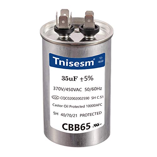 Tnisesm 35uF CBB65 Capacitor MFD 370V 450VAC Motor Running for Air Conditioner 50/60Hz for AC Motor Run or Fan Start and Cool or Heat Pump Air Conditione