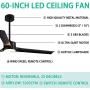 Indoor 3-Blade Ceiling Fan with LED Lights, 60