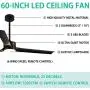 Indoor 3-Blade Ceiling Fan with LED Lights, 60