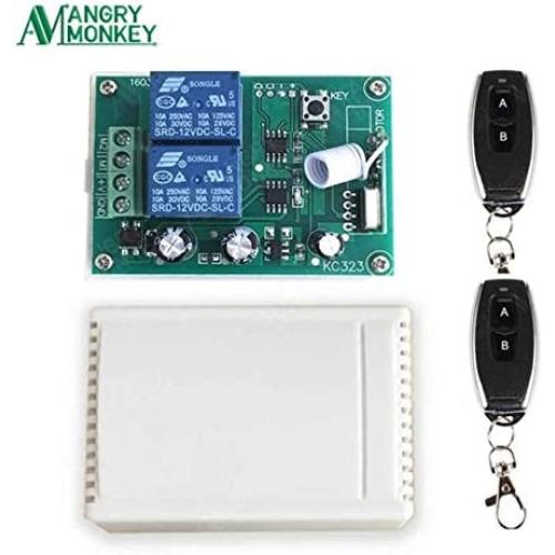 Calvas 433Mhz Wireless RF Switch DC12V Relay Receiver Wireless Remote Controls For DC Motor Forward and Reverse Controller - (Color: 1202-2kt05)