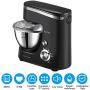 BONISO Stand Mixer, 5.5-QT 600W Tilt Head Food Mixer with Dough Hook, Beater and Whisk, Kitchen Electric Mixer with Stainless Steel Bowl Splash Guard (black)