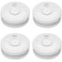 LSHOME 4 Pack Smoke Detector Fire Alarms 9V Battery Operated Photoelectric Smoke Alarms Easy Install Light Sound Warning, Test Button,9V Battery Included Fire Safety Home Hotel(910C-4) (GS528A)