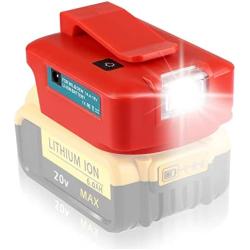 Alian for Dewalt 20V Battery USB Adapter,for Dewalt Phone Charger,for Dewalt Flashlight,Replacement for DCB090 for Dewalt DCB200 DCB206 Power Source with LED Work Light,DC Port