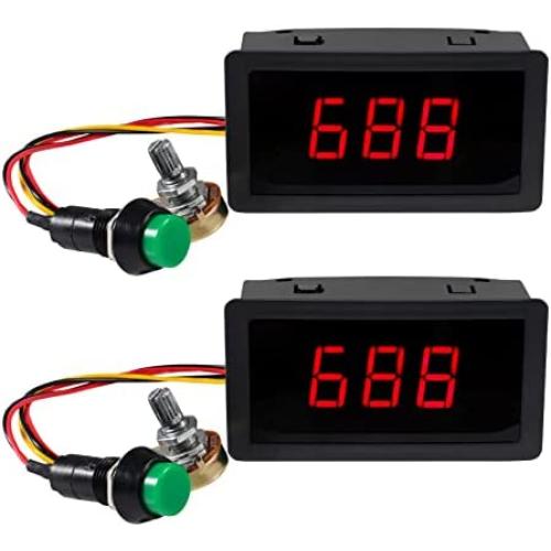 2pcs 6V 12V 24V Digital Display LED DC Motor Speed Controller,8A DC Motor Speed Controller PWM Stepless Speed Control Switch Driver with Duty Cycle LED Digital Display & Knob CCM5D